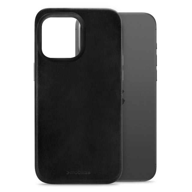 Mobilize Magsafe Compatible Premium Leather Case Apple iPhone 15 Pro Max Black