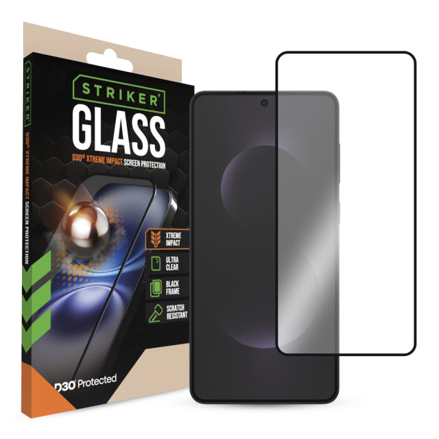 Striker D3O Xtreme Impact Glass Screen Protector - Black Frame - Samsung Galaxy S25 Edge 5G