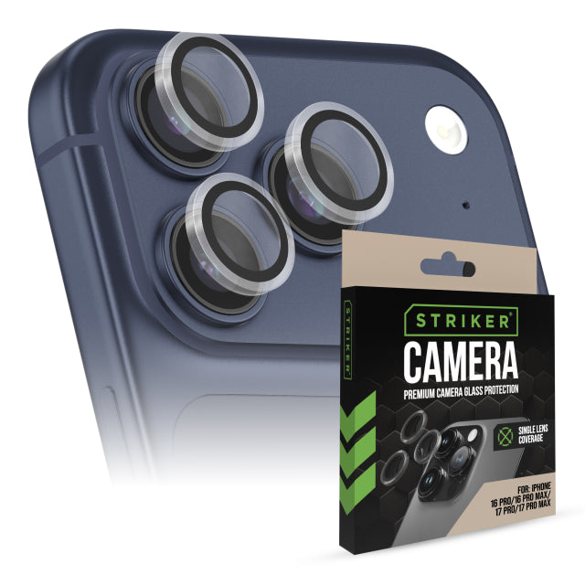 Striker Single Lens Glass Camera Protector - Transparent - Apple iPhone 16 Pro/16 Pro Max/17 Pro/17 Pro Max
