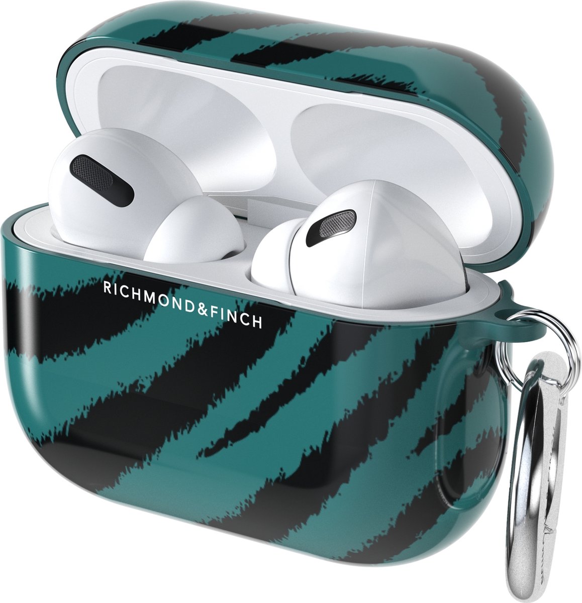 Apple AirPods Pro 1 Hoesje - Richmond & Finch - Freedom Serie - Hard Kunststof Hoesje - Zwart / Groen - Hoesje Geschikt Voor Apple AirPods Pro 1