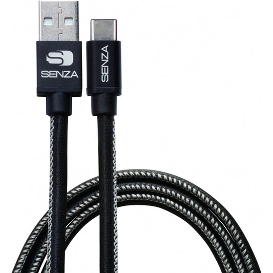 Senza Premium Leather Charge/Sync Cable USB-C 1.5m. 15W Black