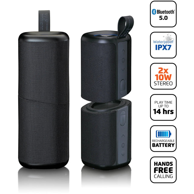 BTP-400BK Lenco 2-in-1 Stereo Bluetooth Speaker Black
