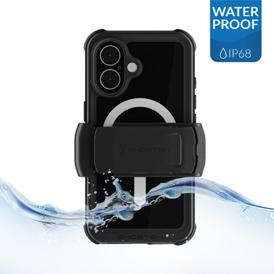 Ghostek Nautical Waterproof MagSafe Case + Belt Swivel Holster Apple iPhone 16 Black