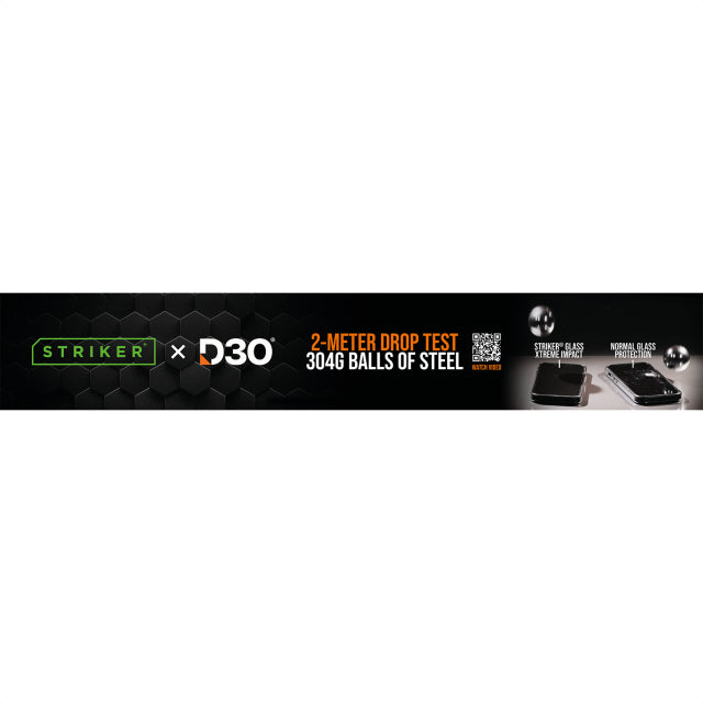 POS - Striker D3O - Forex Horizontal - Double sided print - 120x20cm - Drop Test / Industries incl. klittenband