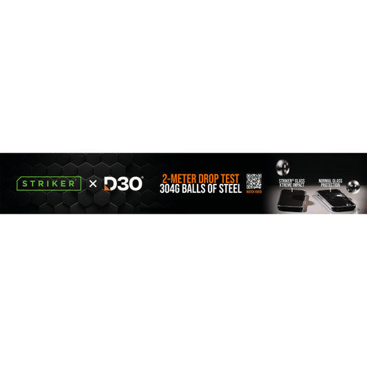 POS - Striker D3O - Forex Horizontal - Double sided print - 120x20cm - Drop Test / Industries incl. klittenband