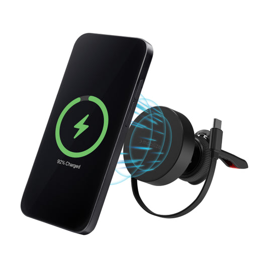 Mobilize MagSafe Compatible Car Holder/Charger 7.5W/10W/15W with Retractable USB-C Cable Black