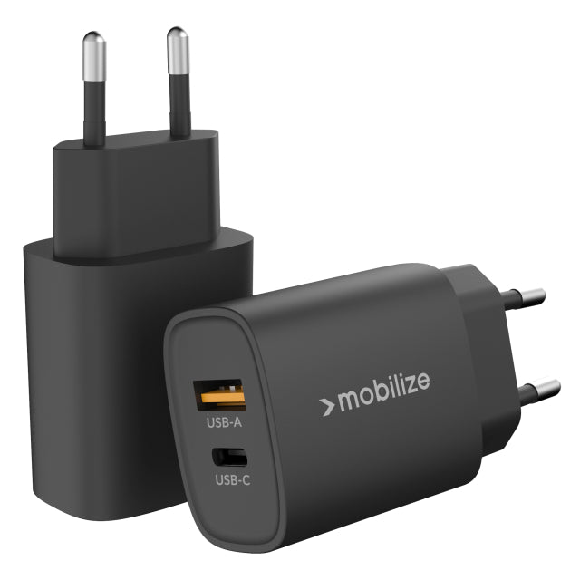 Mobilize Wall Charger USB-C + USB 25W with PD/PPS Black (BULK)